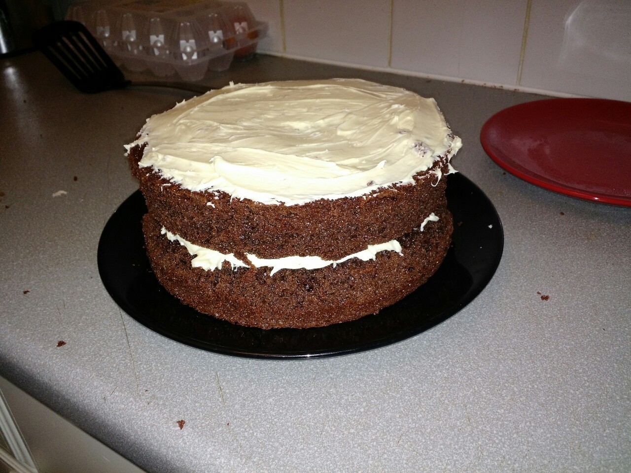 legoshoes:  Red velvet cake! Didn’t turn out very red but it certainly is velvety!