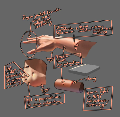 eu03:Brief pictorial on subsurface scattering. It only really shows up from very strong perpendicula