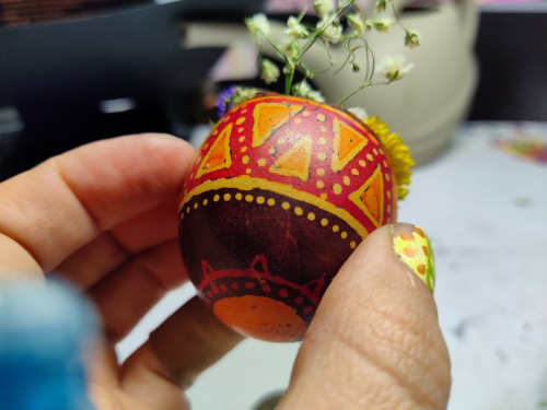 Some more decorated eggs I did using pysanky.