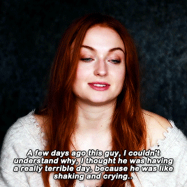 jongritte:Sophie Turner on a fan encounter she had recently. [x]
