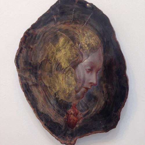 sacred Heart . 2014-2015. Oil, gold leaf on wood fossil #agostinoarrivabene #art #arts #contemporary