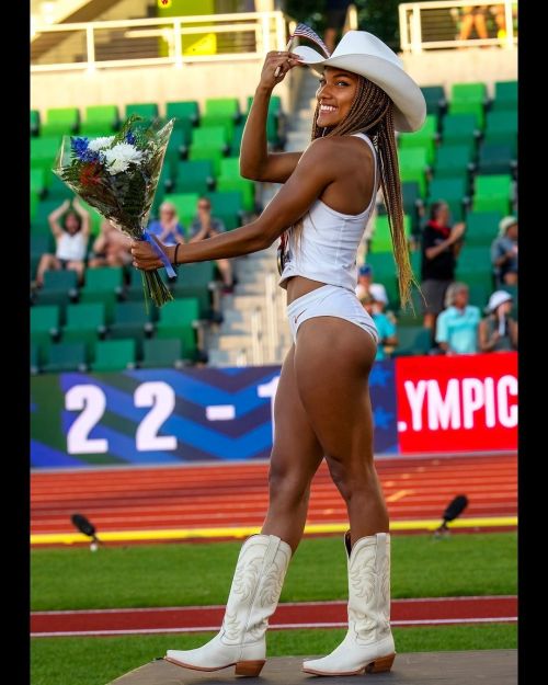 Tara Davis , USA, long jump. Olympian. US Olympic trials 2021, Hayward Field, Eugene, Oregon. . . .