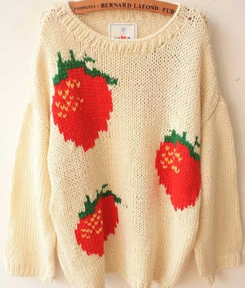 princessofsouthkorea:  Strawberry Sweater $40