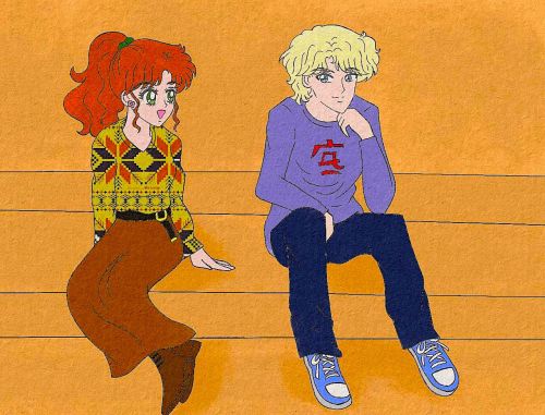 i1976blunotte:I felt the impulse of drawing Jadeite with one of the Senshi, beside Rei, a friendship