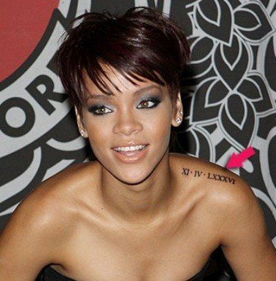 Rihanna roman numeral tattoo tinyurl.com/oztpsqm