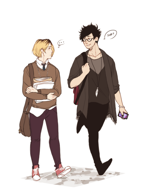 ikipin:  I just wanted to draw Kenma and Kuroo from the undercover cop AU because I cAN and I haven’t drawn them that much lately so yeah a very simple pic 