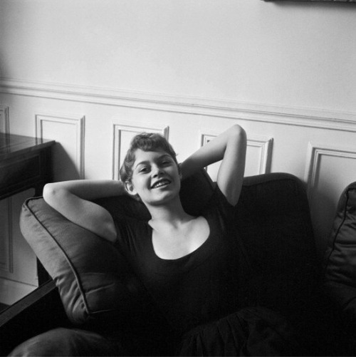 talesfromweirdland: A young Brigitte Bardot at her parents’ home in Paris in the early 1950s. 