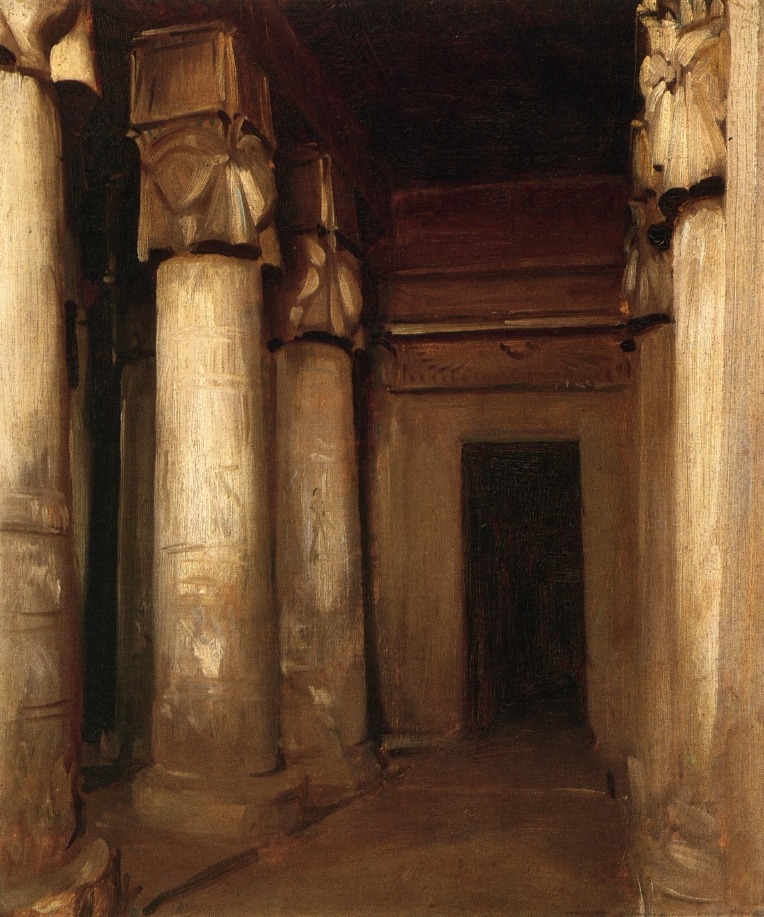 artist-sargent:  Temple of Denderah, John Singer Sargent Medium: oil,canvashttps://www.wikiart.org/en/john-singer-sargent/temple-of-denderah-1891