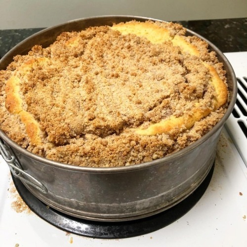 Sourdough cinnamon coffee cake just out of the oven. Looking forward to dessert tonight. #recipedeve