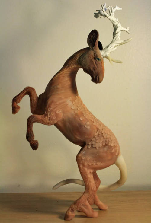 from sketch to sculpture: The Gilded Lady Kirin (2012).She is a polymer clay sculpture, created by h