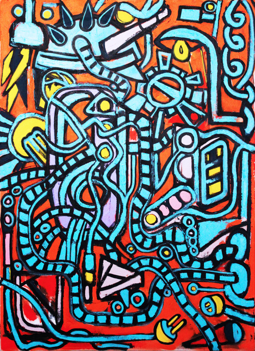 igottanine:  love kite-acrylic on canvas (48x36) signed on verso location: Dallas TX