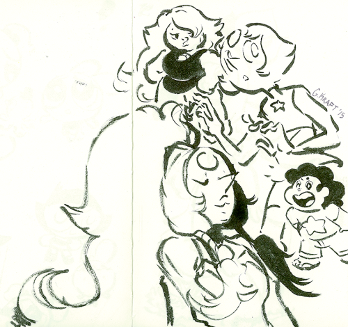 gracekraft:  Some old SU brush pen sketches.  The first was drawn right after “The Answer” premiered and the other two pages were drawn to pass time on a long flight. 