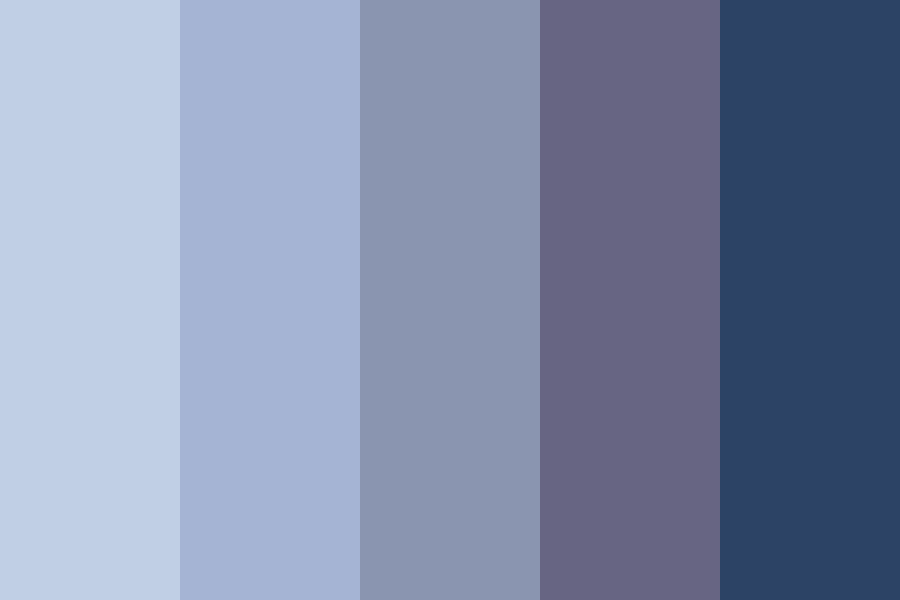color-palettes:  Filtered Snow - Submitted by  Zedetta​   #c0cfe5 #a5b4d4 #8a95b0 #676583 #2c4365