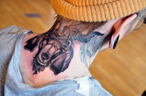 fuckyeahtattoos:  Goat neck tattoo.  Tumblr: BLuecardinalart 