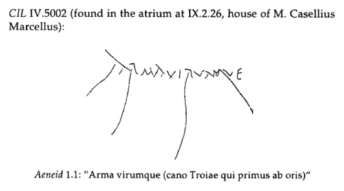 gardenvarietycrime:Graffiti of the opening line of the Aeneid from Pompeii (x)bonus: