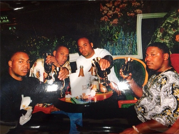 aintnojigga:  SO THROWed. Jay-Z, Kareem “Biggs” Burke, Dame Dash, and Emory Jones
