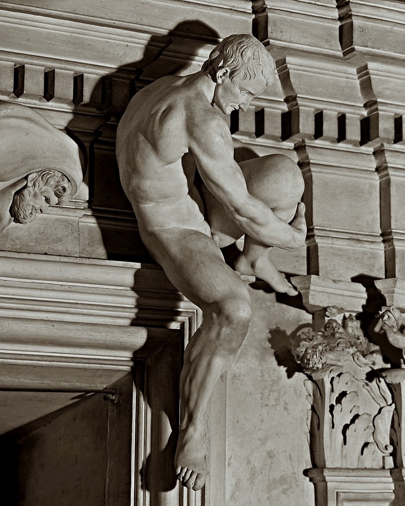 hadrian6:Seated Male Nude. 1686-96. Giacomo Serpotta. Italian 1562-1732. stucco decoration.