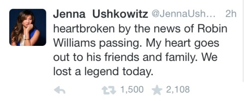 everyb0dysucks:  Glee Cast tweets about Robin Williams