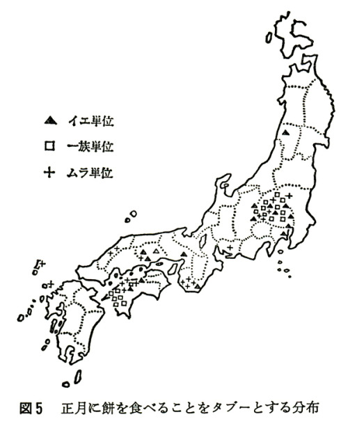 ggiizzmmoo:正月に餅を食べる事をタブーとする分布図（再掲）────────────────────────────────────────────────────────────「イモと日本