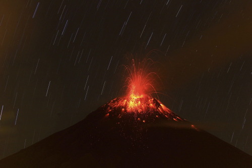 Jose Jacome/EFE/Zuma Press Stars made streaks in the night sky above the Andean volcano Tungurahua i