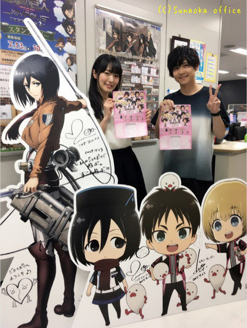 fuku-shuu: SnK News: SnK Seiyuu at Tokyo Joypolis 2017 Kaji Yuuki (Eren) dresses up as Mikasa before his surprise appearance with Ishikawa Yui (Mikasa) at the opening of Tokyo Joypolis’s 2017 SnK collaboration! Update: More images of Kaji Yuuki and
