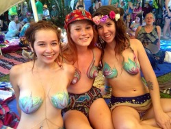 elenaincolor:Our painted boobs at Oregon Country Fair :)
