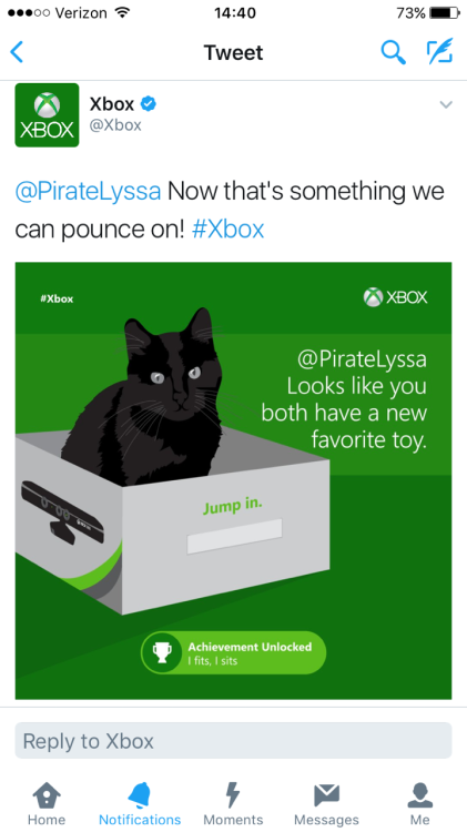 frickmyrickmas: piratelyssa: My cat unlocked an achievement. This is my new favorite thing. I FITS I