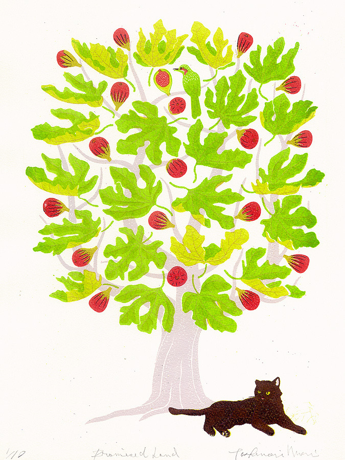 Toshinori Mori Artworks 猫の版画作品 約束の地 イラストレーター 版画家の 森