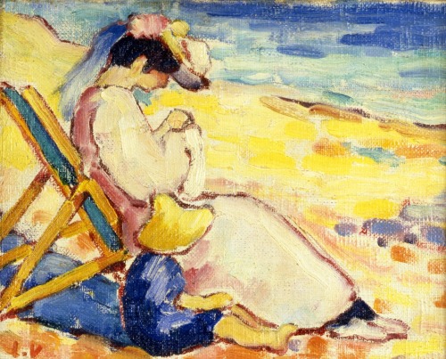 Sur la plage (Madame Valtat and Jean) - Louis Valtat  ca.1910-12French 1869-1952