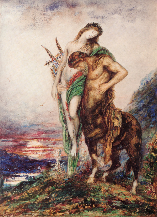 natureunveiled:Gustave MoreauDead Poet Borne by a Centaurc.1890