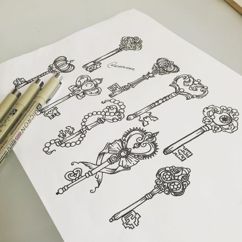 Some keys I want to tattoo. Go to @blackfiligreetattoo for more details. 🔑🗝🔑🗝 by elleaudra