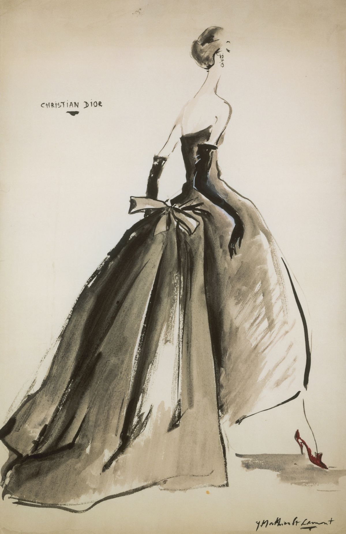 CHRISTIAN DIOR Fall 1957 Haute Couture Venezuela Draped Silk Evening –  VINTAGE VON WERTH