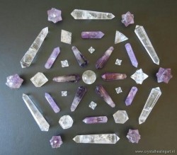 brigidthedawngoddess: Quartz and amethyst crystal healing grid.