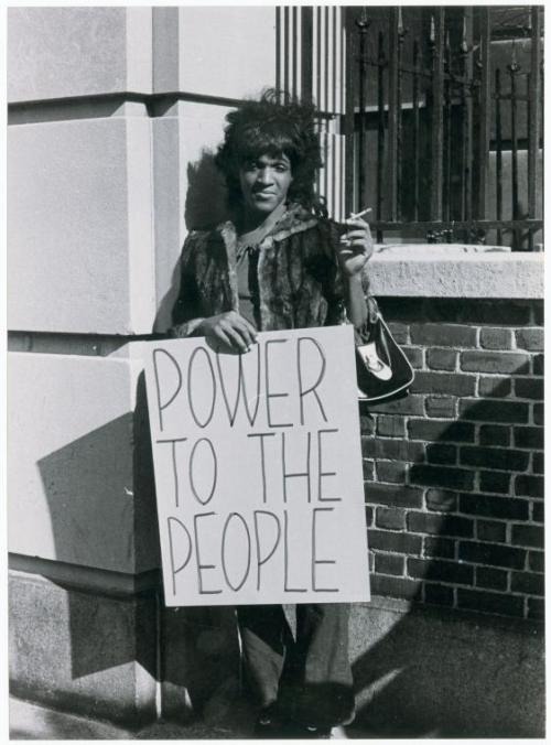 Never forget: Stonewall was a fucking police riot, and resistance was led by POC trans women such as Marsha P. Jones and Sylvia Rivera or POC gender non-conforming people such as Stormé DeLarverie.  We are the Stonewall girls We wear our hair in curls