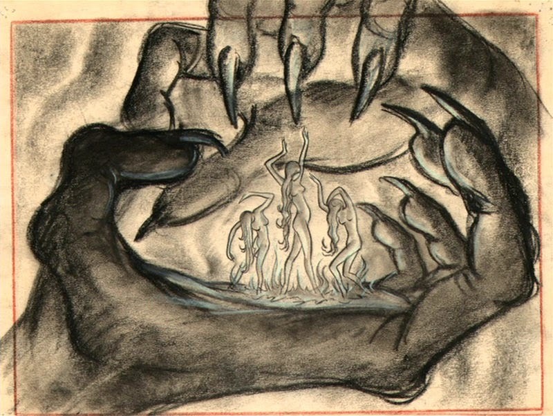the-disney-elite:  Stunning storyboards for the Night on Bald Mountain sequence from