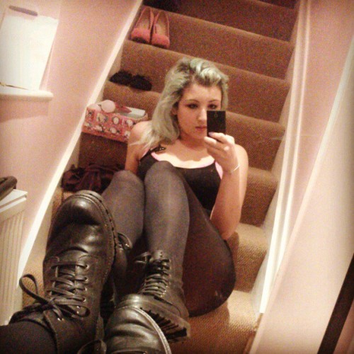 First time wearing my new #boots :D  #legs #tights #me