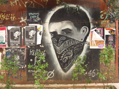 Memorial graffiti for antifascist rapper Killah P / Pavlos Fyssas who was murdered by a gang of Gold