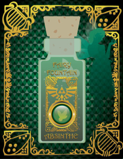 thedrunkenmoogle:  Fairy Fountain Absintheby Geryes A bottle for your fairies of the green variety.