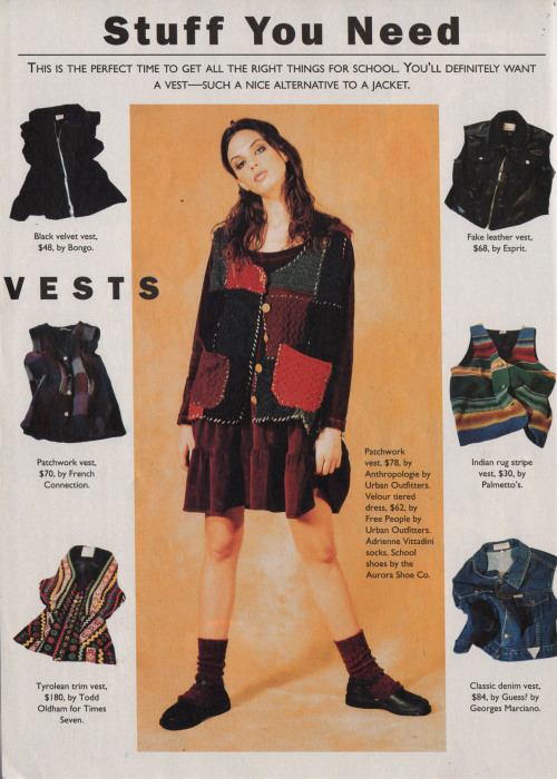 full-o-sass:“Stuff You Need” fashion spread from Sassy, August...