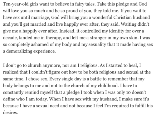 geeks-for-life:residentgoodgirl:IT HAPPENED TO ME: I Waited Until My Wedding Night to Lose My Virgin