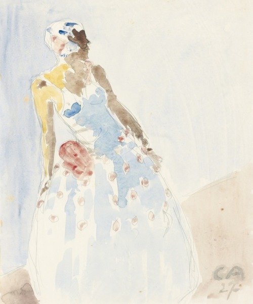 Dancer, 1927. Cuno Amiet (Swiss, 1868-1961). Pencil and watercolor on paper.After studies with the p