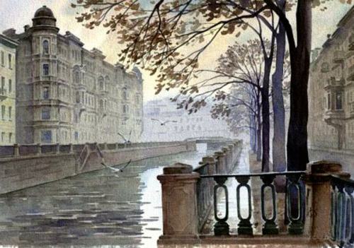 Griboyedov Canal    -    Eldeukov Oleg. 2007Russian 1966-Watercolour , 21 x 29 cm.