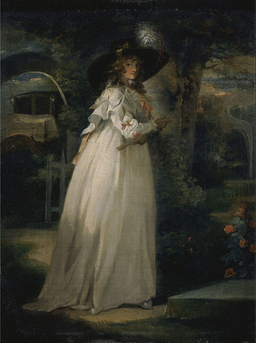 vivelareine:Portrait of a girl in a garden by George Morland, circa 1786-1788.