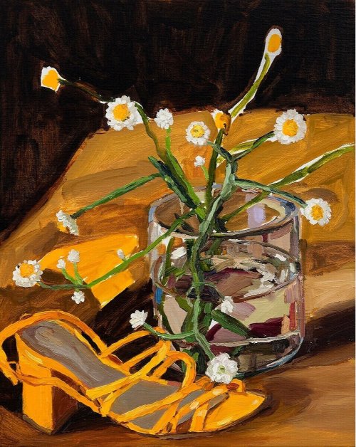 Those shoes -   Laura Jones, 2019.Australian,b.1982-oil on linen, 51 x 41 cm.