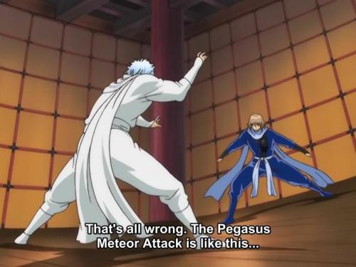 Gintama making a reference from Saint Seiya xD