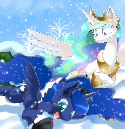 Snowfall by *OZE-JP Aww, adorable and silly faces XD Moondust just doesn’t compare to snow…