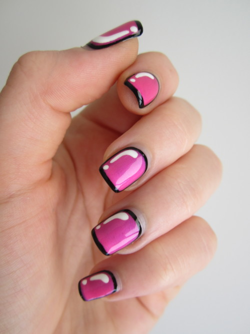 reneesnails:Comic nails with China Glaze *Hang Ten Toes*.More original nail art.