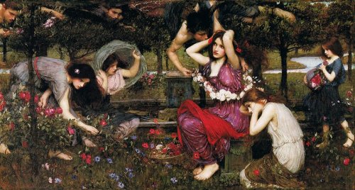 arthistorianmindswirls: John William Waterhouse, Flora and the Zephyrs 1898