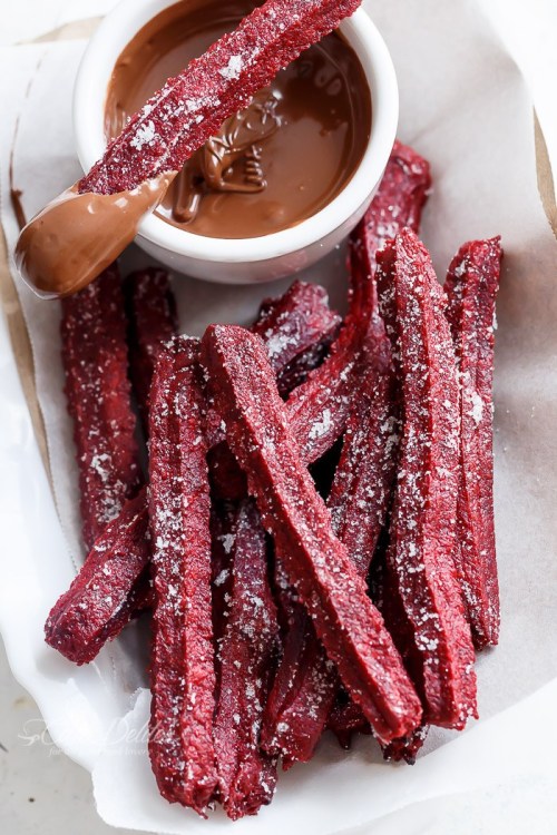 sweetoothgirl:THE BEST BAKED RED VELVET CHURROS