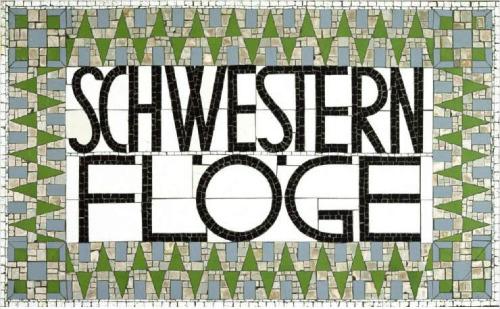 Label / business card / shop sign of the fashion salon &ldquo;Schwestern Flöge&rdquo; (Sisters Flöge